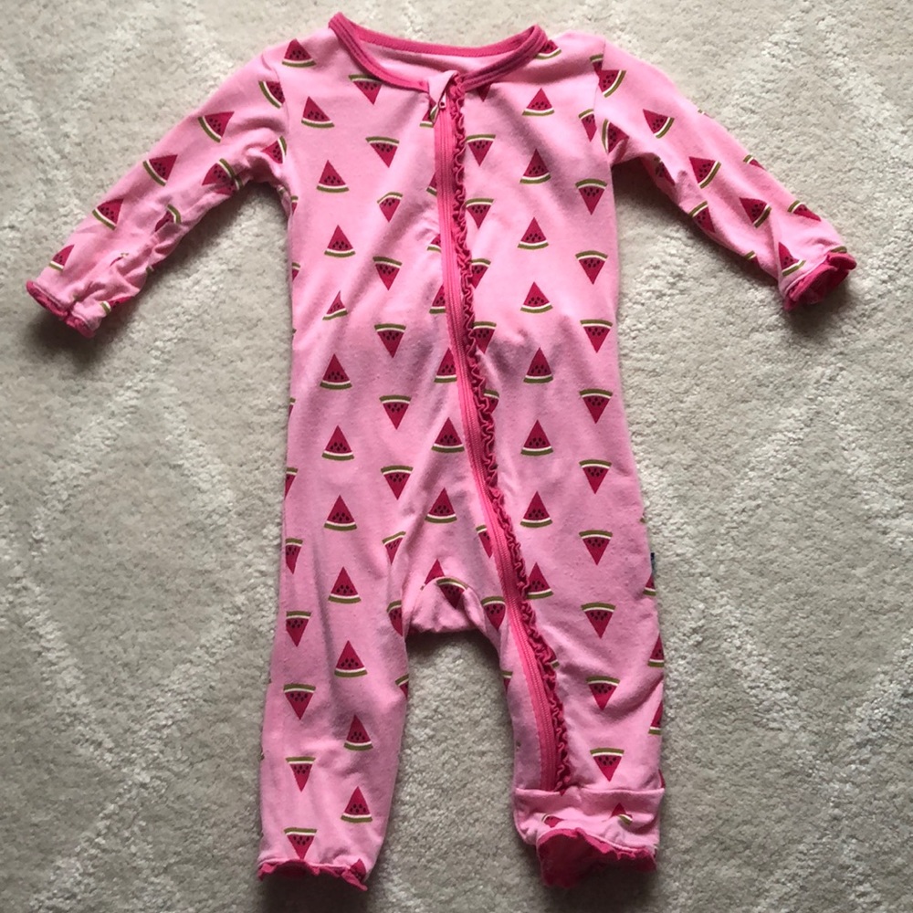 Kickee pants watermelon 🍉 ruffle pajamas size 0-3